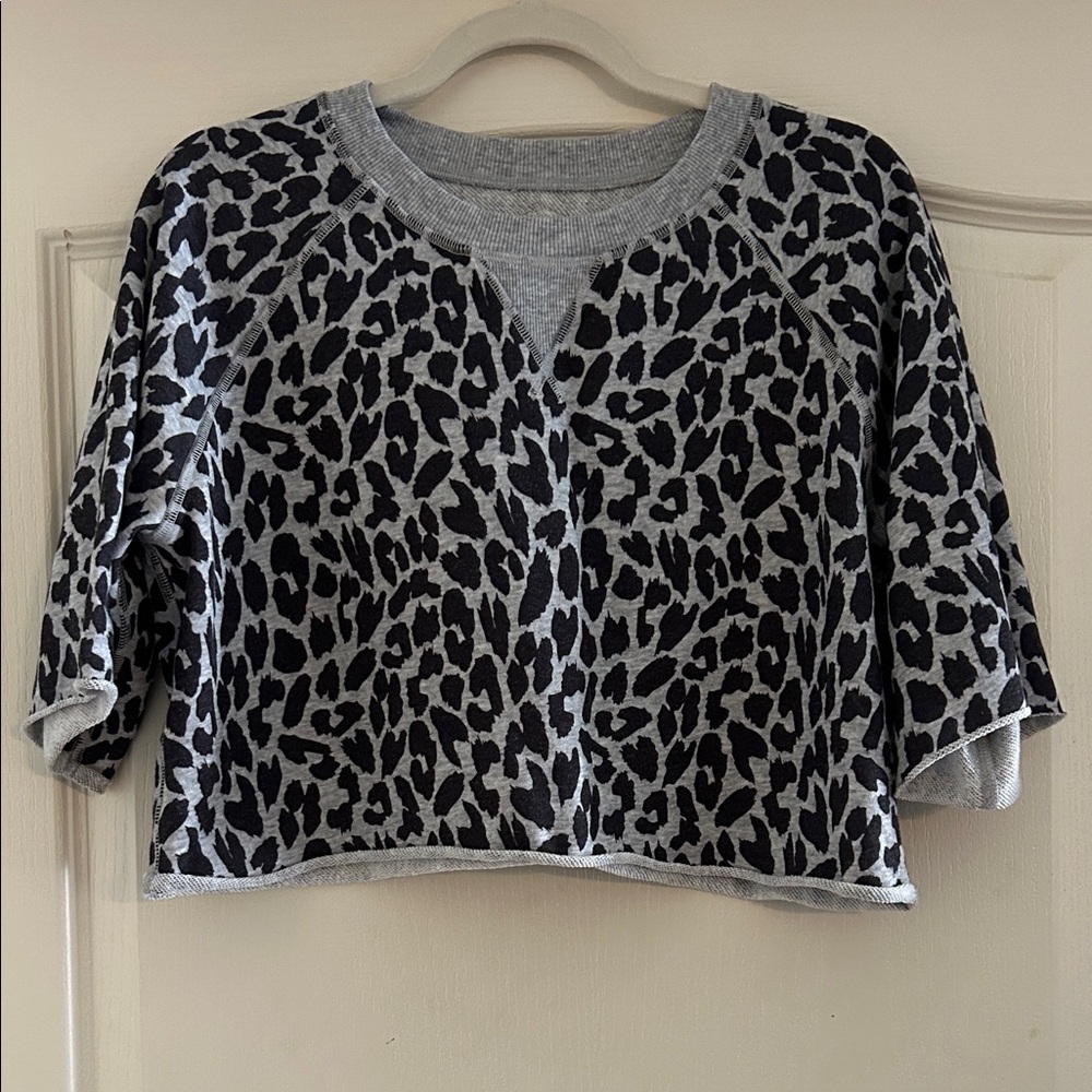 Lorna Jane Gray and Black Leopard Print Sweater